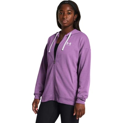 Under Armour Rival Terry oversized hoodie met doorlopende rits voor dames (Paars)