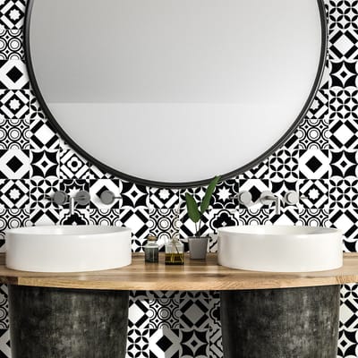 Zelfklevende tegelmuurstickers voor keuken en badkamer - 24 Cristina Azulejos cementtegelstickers - 24 stickers 10x10cm