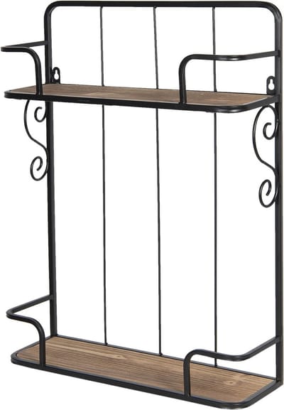 Clayre & Eef Wandrek 44*14*59 cm Zwart MDF Rechthoek Muurrek Opbergkast Hangkast