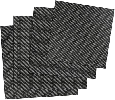 Echte Koolstofvezelplaat 3K, 100% Glanzend, Verkrijgbaar in Diverse Dikte van 0,5 mm tot 5 mm, Ideaal voor Modelbouw en DIY Projecten (240 x 240 x 0,5 mm)