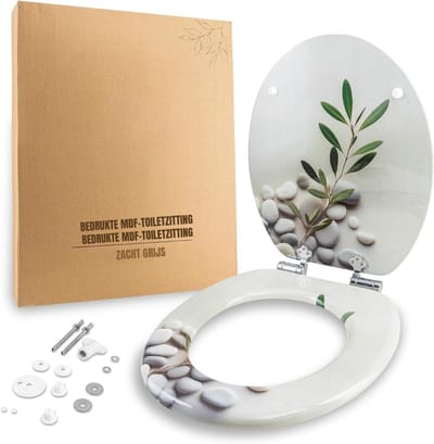 TIM® WC Bril met Print - WC Bril - Grijs - ‎46cm x 38cm x 3cm; 3.08 kg