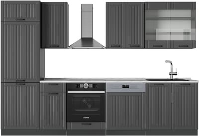 Vicco Fame-Line Complete keukeneenheid – 300 cm, WB Marmer Donkergrijs