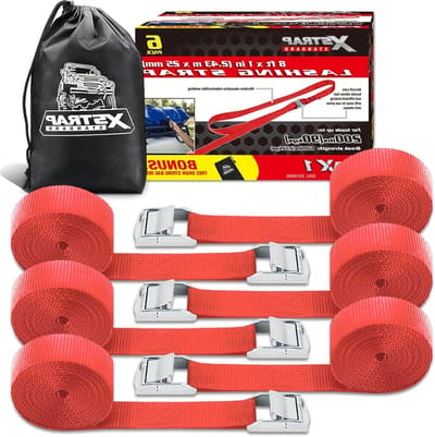 Spanbanden - Lading Zekeren - Transport Beveiligen - Stevige Ratel Sluiting - 6 stuks 2.4 meter - Rood