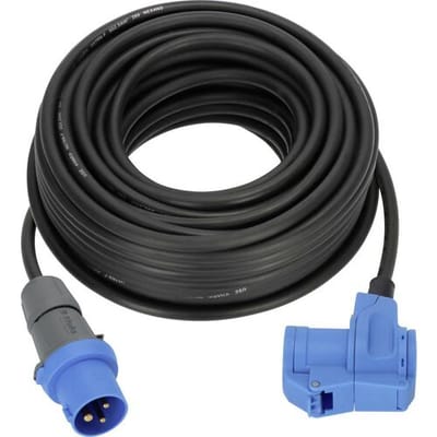 Brennenstuhl CEE Camping Verlengkabel 25m kabel in zwart (CEE stekker en hoekkoppeling incl. veiligheidscontact combinatie stopcontact, 230V/16A, voor permanent gebruik buitenshuis, Made in Germany)