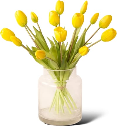 WinQ-Kunsttulpen In Geel 15st-kunstbloemen-Tulpen-ex vaas