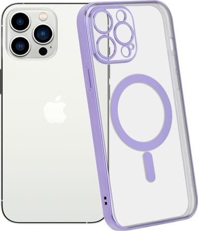 ShieldCase telefoonhoesje geschikt voor Apple iPhone 14 Pro Max hoesje transparant Magneet metal coating - paars - Backcover case doorzichtig - Shockproof hoesje - Met oplaad ring