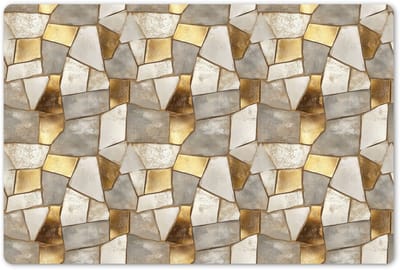 Placemats 45x30 cm - Placemat kunststof - 1 stuk - Mozaïek - Marmer - Goud - Borden onderleggers - Decoratie voor op tafel - Keuken tafeldecoratie accessoires - Vinyl onderlegger - Tafelversiering