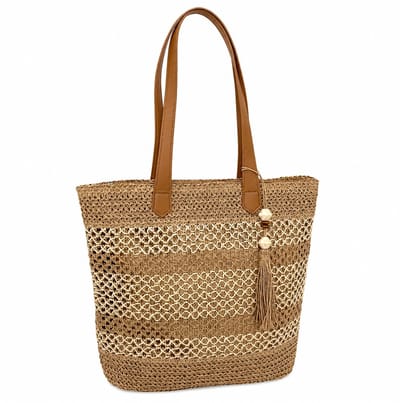 Sjtoer® - Khaki Schoudertas Dames – Grote Shopper van Kunstleer – Vintage Tote Bag – Ruime Werktas & Handtas
