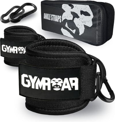 Gymroar Enkel Strap Fitness - Enkelband Fitness - Ankle Cuff Strap - Incl. Opberghoes & 2x Clips - Zwart