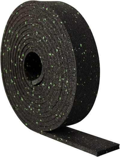 Terraspads Rubbergranulaat - Onderleggers Rolstrips - Terras Bouw - Waterdoorlatend Luchtcirculatie - 5000 x 80 x 8 mm - Zwart Groen