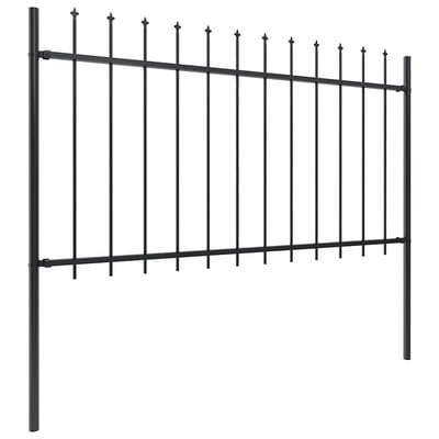 vidaXL - Tuinhek - met - speerpunt - staal - 1339x100 - cm - zwart