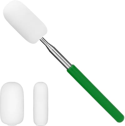 Dailygoods- Telescopische Spons - Intrekbare Sponsstok - Uitschuifbaar tot 72cm - 2 Sponskoppen - Roestvrij Staal - Voor Aardewerk