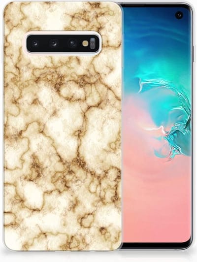 Samsung Galaxy S10 TPU Siliconen Hoesje Marmer Goud