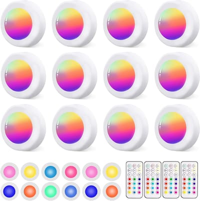 ibettertec - 12stuks LED kast wand nacht lamp - verlichting - 16 kleuren inclusief afstandbieding - nachtlampje - woonkamer slaapkamer - Trapverlichting draadloos - op batterijen