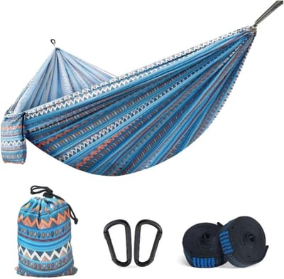 Campinghangmat - Outdoor schommel - Ontspannen buiten - Superlicht draagbaar - 260 x 140 cm - Blauw