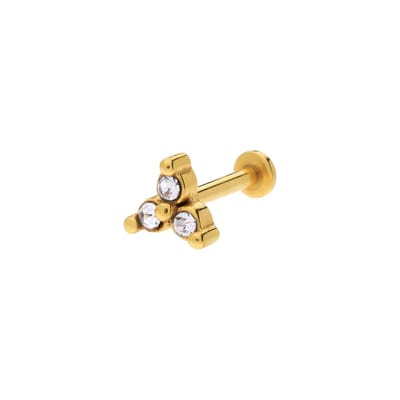 Lucardi - Dames Stalen goldplated helixpiercing met kristal - Piercing - Staal - Goudkleurig