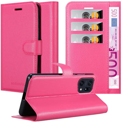 Cadorabo Hoesje geschikt voor Oppo FIND X5 PRO in KERSEN ROZE - Beschermhoes met magnetische sluiting, standfunctie en kaartvakje Book Case Cover Etui