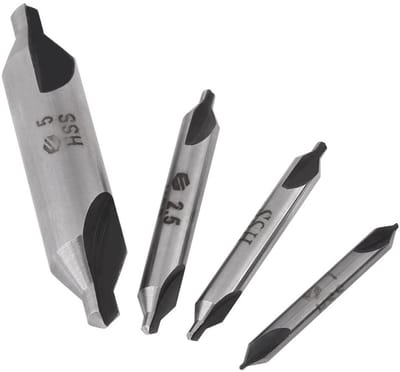 Dailygoods- Centreerbore Set 4-delig - HSS 1/2/2,5/5 mm - Dubbel Uiteinde - Nauwkeurige Positionering - Voor Metalen - Scherp en Duurzaam - Boorset