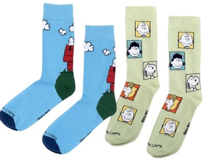 Snoopy, Charlie Brown en Vrienden – Snoopy Sportsokken Box – Lichtblauw en Groen – Peanuts x Bavarian Caps – 41-46