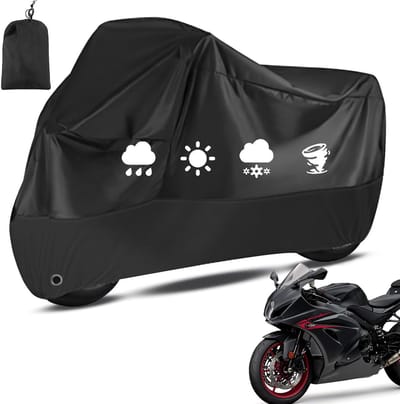 OKWISH Hoezen Motorhoes - Outdoor Motorhoes Met Diebstalveilig Design En Reflecterend Patroon - Motorfiets Cover Zwart Polyester