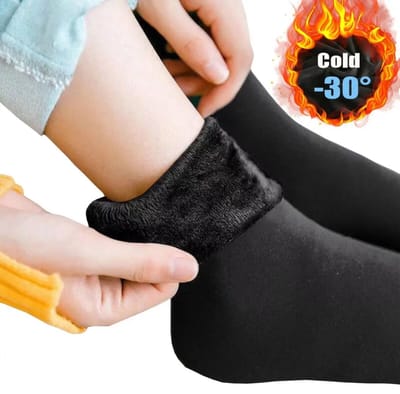Wow Peach - Winter Fleece Sokken - Zacht en Warm - Gevoerde binnenzijde - Huissokken - One Size - Zwart