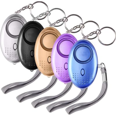 Persoonlijk alarm - 5 stuks 140Db sleutelhanger noodalarm - met anti-aanval zaklamp - met LED-licht - geschikt voor vrouwen, kinderen, ouderen