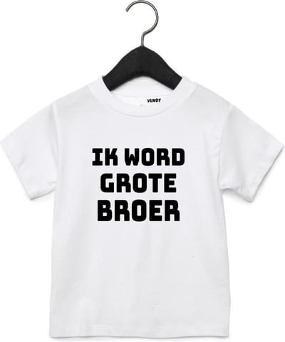 T-shirt met leuke tekst | Ik word grote broer | zwangerschap aankondiging | cadeau papa mama broer zus opa oma oom tante | kraamcadeau | maat 140 wit