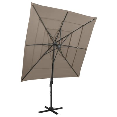 vidaXL - Parasol - 4-laags - met - aluminium - paal - 250x250 - cm - taupe