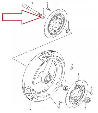 Entretoise de roue origine pour Moto Suzuki 1100 Gsx-R 1991 à 1998 54740-17C00-000 Neuf