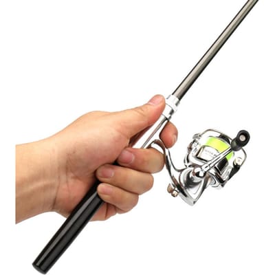 1M / 1.4M Pocket Opvouwbare Vishengel Reel Combo Mini Pen Vishengel Kit Telescopische Vishengel 1M zwart