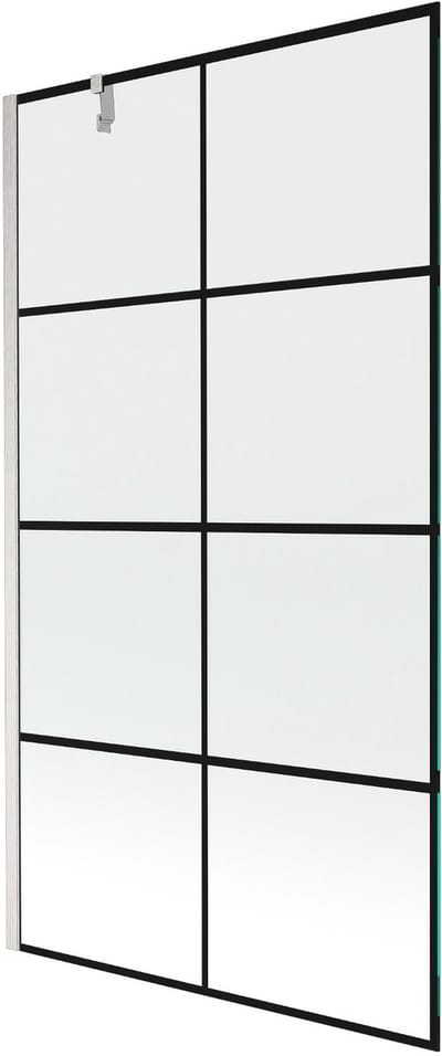 Mexen Next badwand scherm 1-delig 100 x 150 , zwart ruitpatroon, geborsteld nikkel - 895-100-000-00-77-97