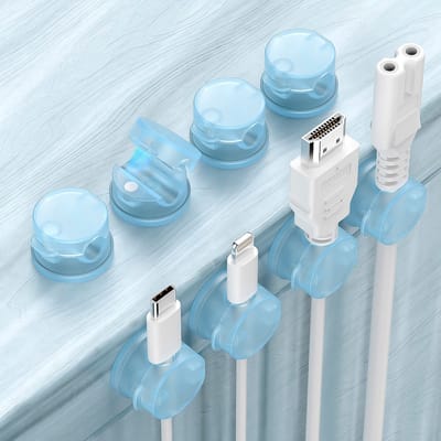 CableMate® Magnetische Kabelhouder - 6 stuks - Roterend - Blauw - Zelfklevend - Kabelclips - Kabel organizer
