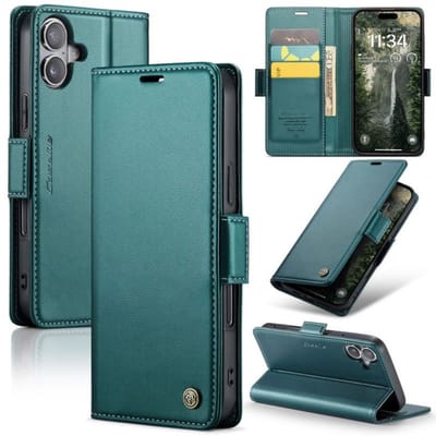 CaseMe Wallet Case met RFID Bescherming Kaarthouder en Magneetsluiting voor Apple iPhone 17 _ Groen