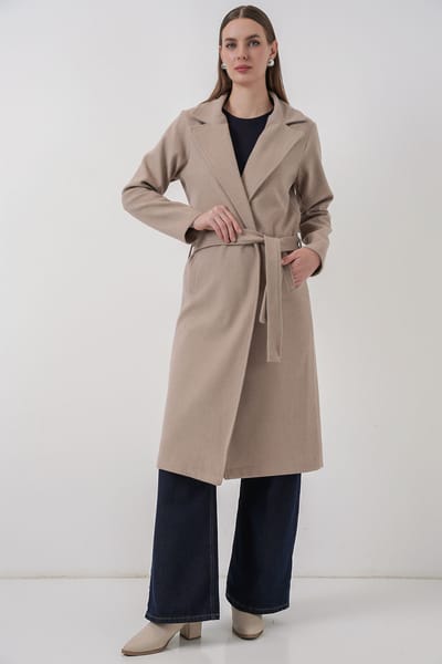Dubbelzijdige Coat met Knoopsluiting en Textuur