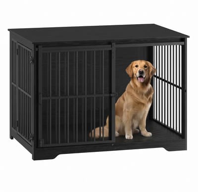 NordHaus Hondenkennel - Hondenbench Meubel - Binnenkennel - Versterkte Schuifdeur met 2 Deuren - 110 x 65 x 81 cm Zwart