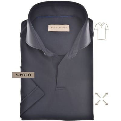 John Miller Slim-Fit Hyperstretch Short Sleeve V-Polo Donker Blauw / male