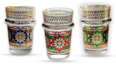Orientalist theeglazen set 12 - zellij mozaiek - veelkleurig - Marokkaans