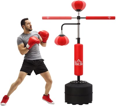 Scaleunion - Vrijstaande Bokszak met Draaibare Staaf Staand – Boksbal van 160-230 cm – Bokspaal met 2 Snelheden, Invulbare Basis & Trainingsballen – Voor Thuis en Sport - Geschikt voor kinderen