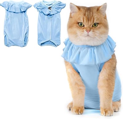 Herstelpak Katten - Chirurgisch Pak - Wondbescherming Kat - Zachte Modal Stof - Maat L - Blauw