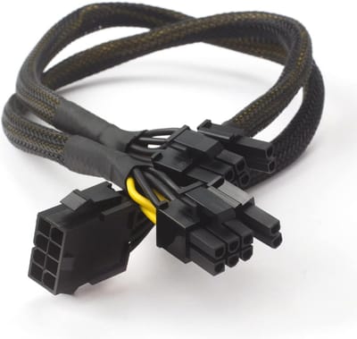 Naova® PCIe 8-Pin naar Dual 8-Pin (6+2) - GPU Voedingskabel Y-Splitter - 22cm - 18 AWG Koper - Hoogwaardige PVC-isolatie - Adapter voor Grafische Kaarten - Plug & Play - Zwart
