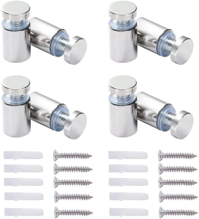 Allecto - Wandmontage Spacers - RVS Steunen - 16 Stuks - Voor Glas en Acryl - 16x25mm Formaat - Sterke Ondersteuning - Geschikt voor Diverse Toepas...