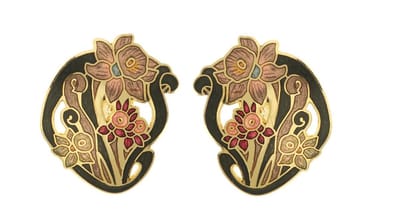 Behave - Oorclips dames - bloemmotief - bruin - 3 cm