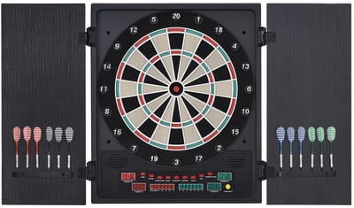 JAQZY Dartbord - Elektronisch - LED Display - Uitgebreide Spelopties - 12 Darts - Solo of met Meerdere Spelers Tegelijk - Zwart