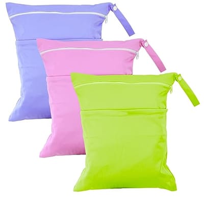 Set van 3 herbruikbare waterdichte natte tassen voor kinderen - ideaal voor luiers, zwemmen, en reizen