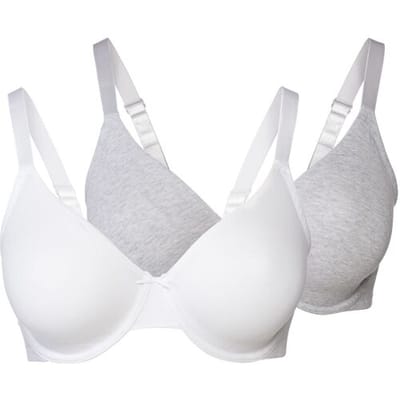 ESMARA 2 dames beugel-bh's (Lichtgrijs/wit, 85D)