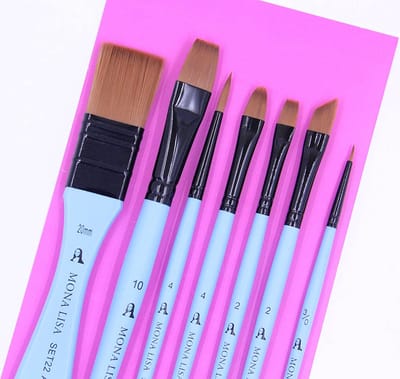 Monalisa multifunctionele penseelset voor kunstenaars (serie 22) in verschillende soorten en maten | 7 stuks | Synthetische penselenset voor aquarel, acryl & olieverf | duurzaam en maatvast