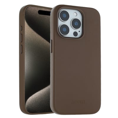 Accezz Hoesje - Geschikt voor iPhone 15 Pro - geschikt voor MagSafe Leather Backcover - Coffee Brown
