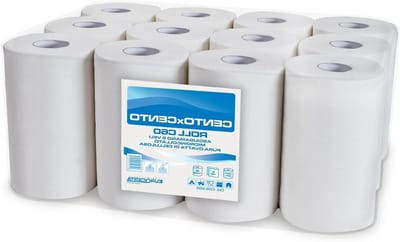 Papieren Handdoeken Rol - Keukenrol - Hygiënisch Werken - Dubbelzijdig Pure Cellulose - 12 Rollen 60 Meter - Wit