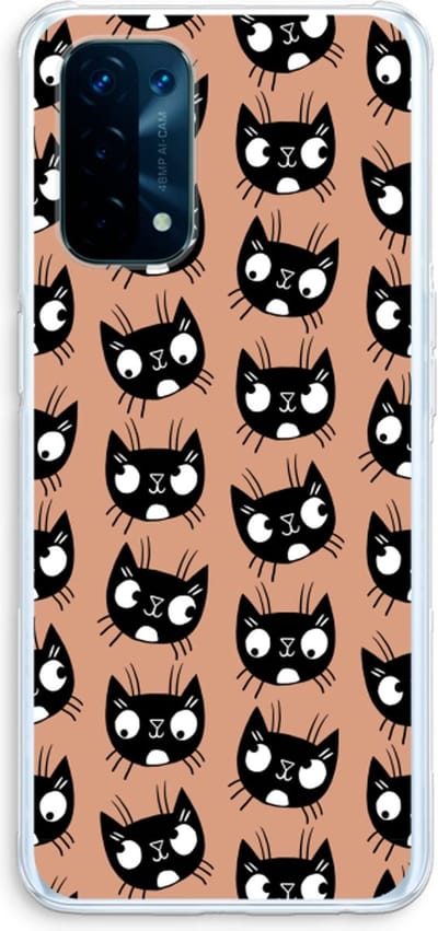 Case Company® - Hoesje geschikt voor Oppo A74 5G hoesje - Kat - Soft Cover Telefoonhoesje - Bescherming aan alle Kanten en Schermrand
