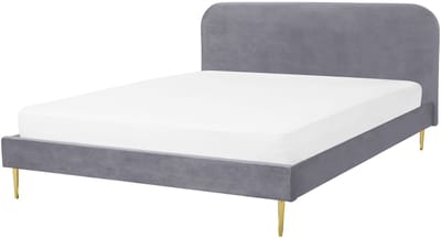 FLAYAT - Tweepersoonsbed - Grijs - 160 x 200 cm - Fluweel